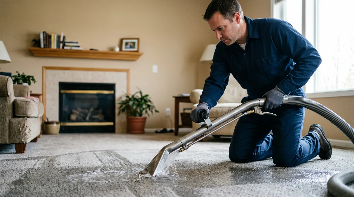 Water damage restoration technician working near La Ward, TX